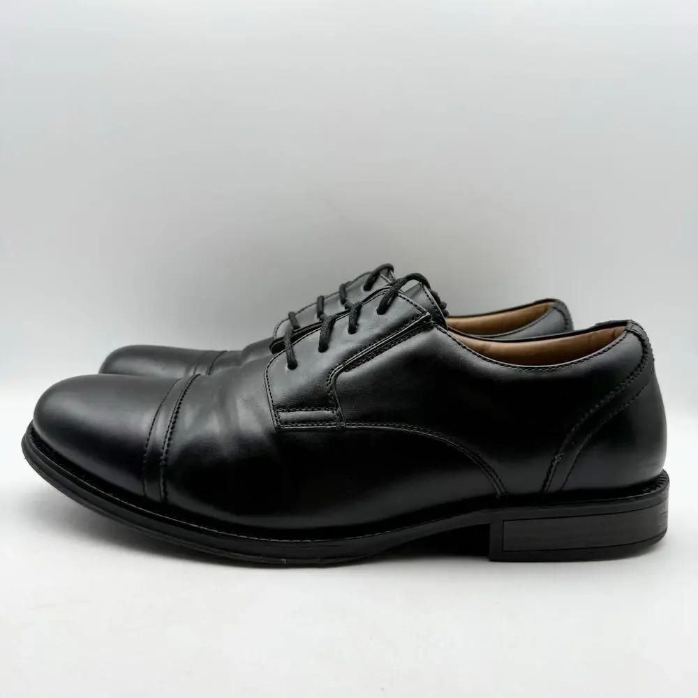 Dockers Mens Garfield Cap Toe Oxford Shoes US 11.5 Wide Black Vegan Leather